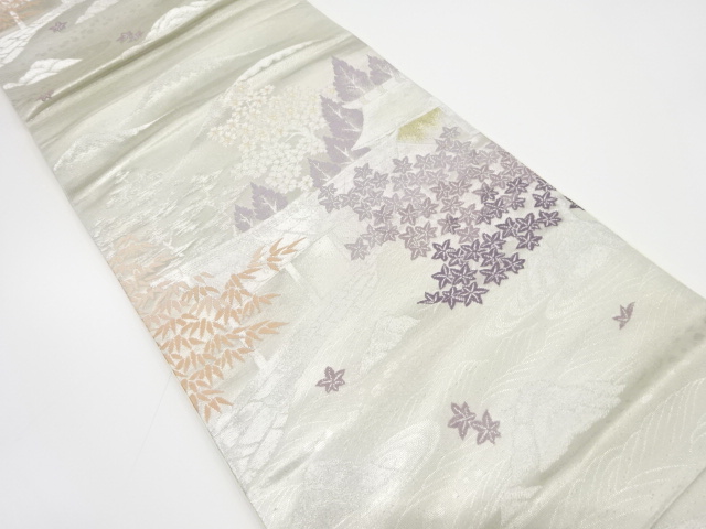 屋敷風景模様織り出し　袋帯